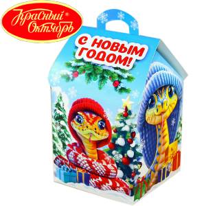 Сладкий подарок на Новый Год в картонной упаковке весом 600 грамм по цене 654 руб в Караганде